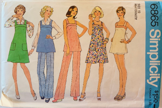 70s Sleeveless Maternity Top A Line Sun Dress & Shorts Summer Maternity Clothes Vintage Sewing Pattern Simplicity 6865 B34