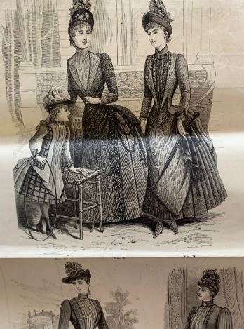 1880s ORIGINAL Antique Dress Pattern Mourning Dresses & Jacket Sewing Pattern