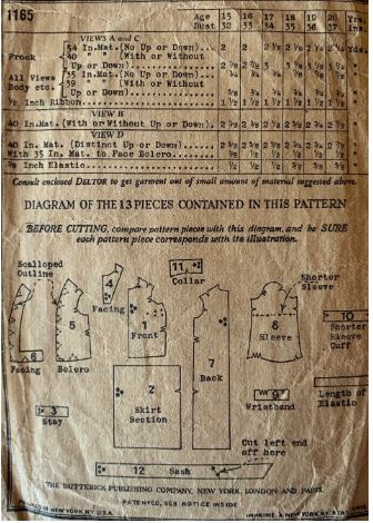 1920s Drop Waist Dress w/ Scalloped Jacket Deco Era Vintage Sewing Pattern Butterick 1165 B34