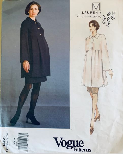 Dressy Maternity Clothes Suit Smock Top Straight Skirt Maternity Clothing Designer Lauren Sara Petite Sewing Pattern Vogue 1465 B30-32