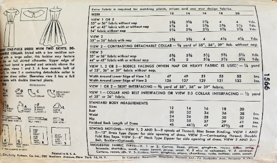 50s Sexy Sheath Dress Wide Collar Fitted Body Con Fit N Flare w/ Wide Collar Cocktail Sewing Pattern Simplicity 1566 B34