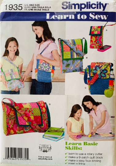 Top Handle Utility Tote Bag Carryall Shoulder Bag Handbag Shirley Botsford Purse Sewing Pattern Simplicity 1935