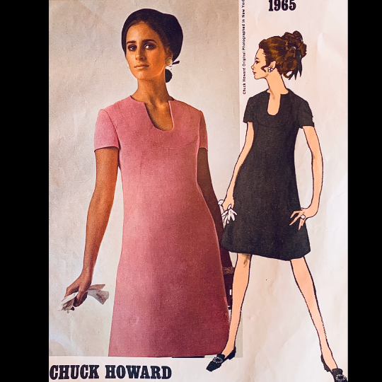 Sz 10 - Vtg 60's Vogue Dress Pattern 2766 by CHUCK HOWARD - Bib Jumper Dress and Dolman Sleeve, top Crushed Collar Blouse - Vogue Americana