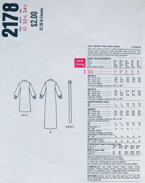 60s Womens Coat Dress Shirtwaist Dresses in 2 Lengths Maxi Evening Gown Wounded Bird Vintage Petite Sewing Pattern Vogue 2173 B32