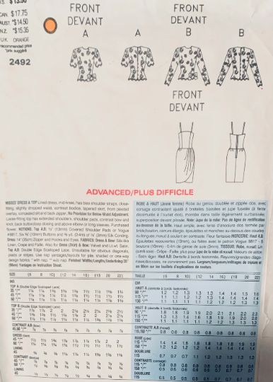 80s Sarong Dress Formal Cocktail Holiday Designer Albert Nipon Petite Vintage Sewing Pattern Vogue 2492 6 8 10