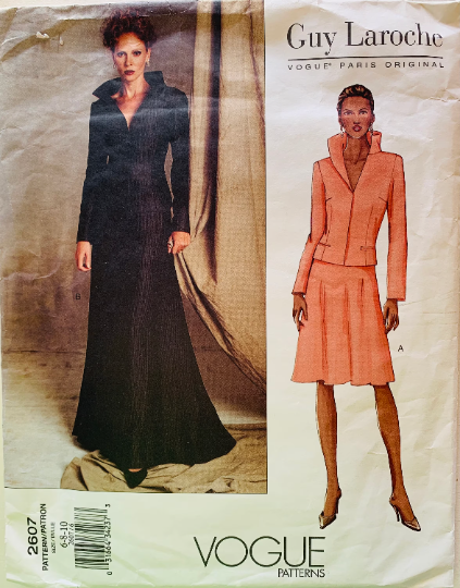 90s Guy Laroche 2 Piece Dress Maxi Skirt Evening Formal Cocktail Dresses Designer Vintage Sewing Pattern Vogue 2607 6 12