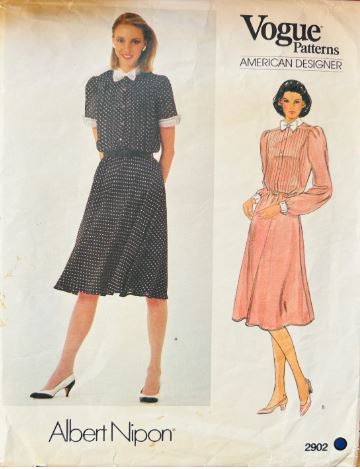 Pintuck Bodice Afternoon Midi Dress Day Dresses Plus Size Designer Albert Nipon Vintage Sewing Pattern Vogue 2902 B38