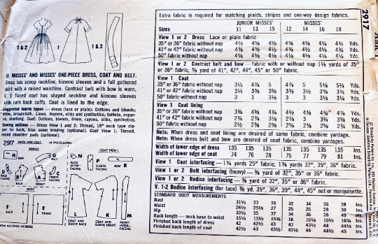 50s Sleeveless Dress w/ U Back Cummerbund Waist & Matching Tent Coat Trapeze Coats Vintage Petite Sewing Pattern Simplicity 2917 B32
