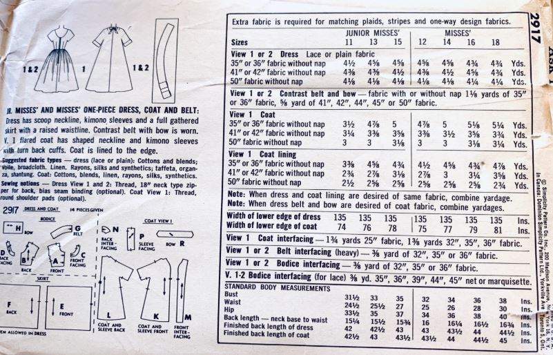 50s Fit N Flare Party Dress U Back Cocktail Dress w/ Matching Trapeze Coat Petite Vintage Sewing Pattern Simplicity 2917 B32