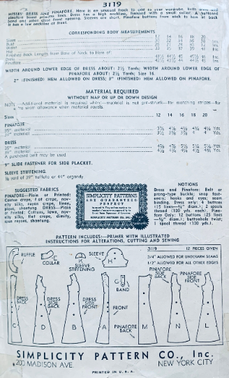 30s Womens Ruffled Princess Seam Pinafore Dress Shirtwaist Frock Sewing Pattern Simplicity 3119 B34