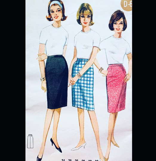 60s Proportioned Fitted Skirt Vintage Sewing Pattern Butterick 3144 W28