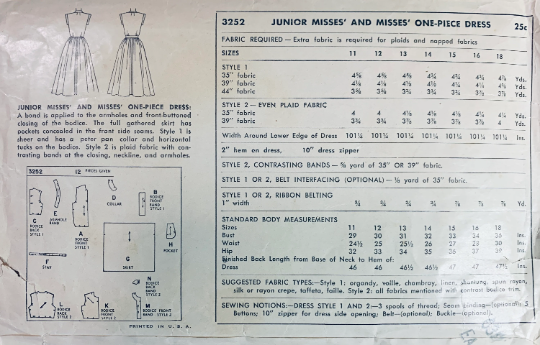 50s Fit N Flare Pintuck Bodice Sleeveless Shirtwaist Dress Petite Vintage Sewing Pattern Simplicity 3252 B30
