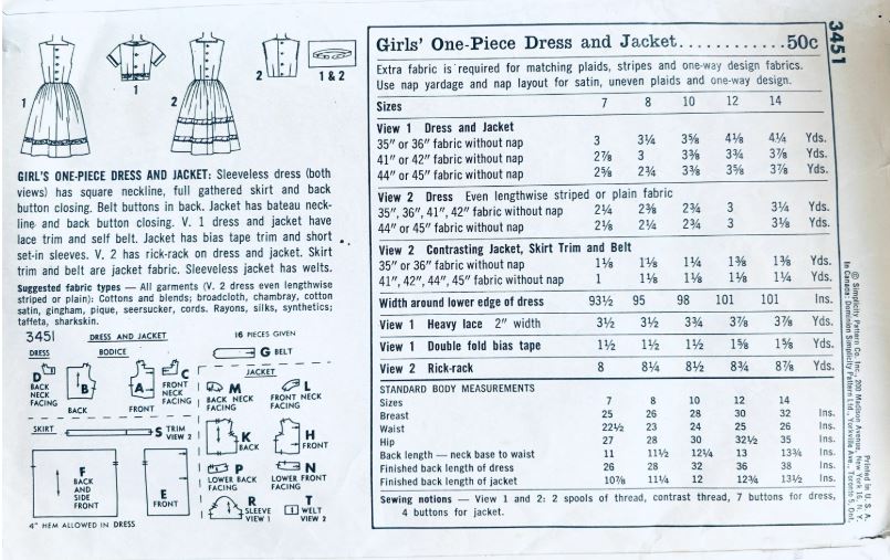 Girls Fit N Flare Sundress Party Dress Summer Sun Dress Vintage Sewing Pattern Simplicity 3451 10