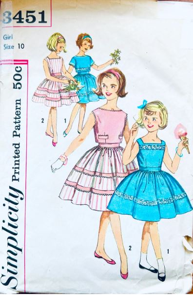 Girls Fit N Flare Sundress Party Dress Summer Sun Dress Vintage Sewing Pattern Simplicity 3451 10