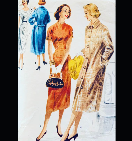 50s Fitted Princess Seam Sheath Dress w/ Matching Coat Petite Juniors Vintage Sewing Pattern McCalls 3490 B20