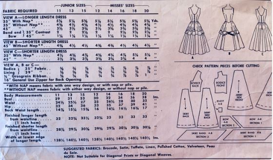 50s Fit N Flare Cocktail Special Occasion Dress w/ Big Bow Petite Wedding Vintage Sewing Pattern McCalls 3499 B32