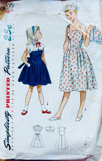 Girls Scalloped Sundress w/ Matching Bolero Jacket Sun Dress Sewing Pattern Simplicity 3499 Size 7