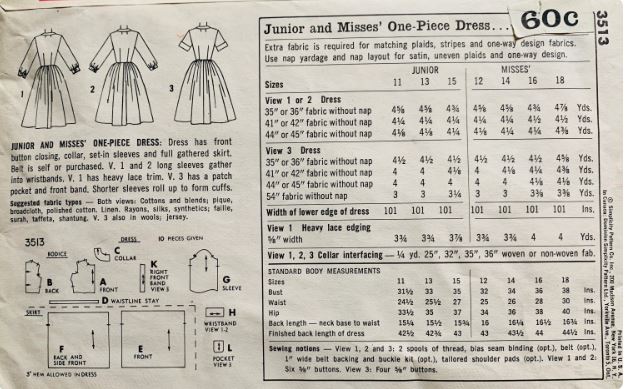 60s Womens Shirtwaist Fit N Flare or Fitted Sheath Dress w/ Sleeve Variations Vintage Sewing Pattern Simplicity 3513 B33