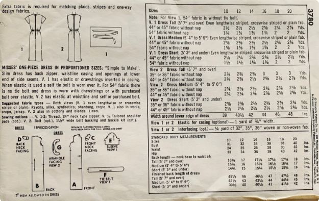 60s Blouson Waist Day Dress Casual Summer Dresses Vintage Petite Easy Modest Sewing Pattern Simplicity 3780 B31