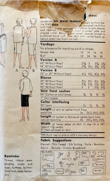 60s Womens Maternity Skirt & Sleeveless Blouse Summer Suit Vintage Sewing Pattern Vogue 4193 B32