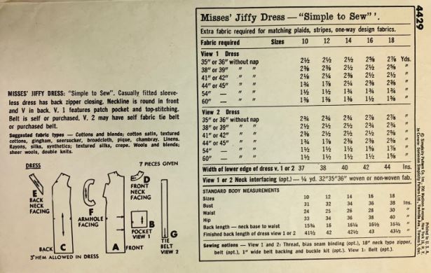 60s Sleeveless Easy Sleeveless Sheath Dress Jiffy Patterns Petite Vintage Sewing Pattern Simplicity 4429 B31