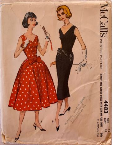 50s Fit N Flare Sleeveless Bow Trim Fitted Bombshell Wiggle Party Cocktail Dress Petite Sewing Pattern McCalls 4483 B32