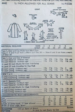 Boys Button Front Short Winter Coat Vintage Sewing Pattern Advance 4442 Size 8