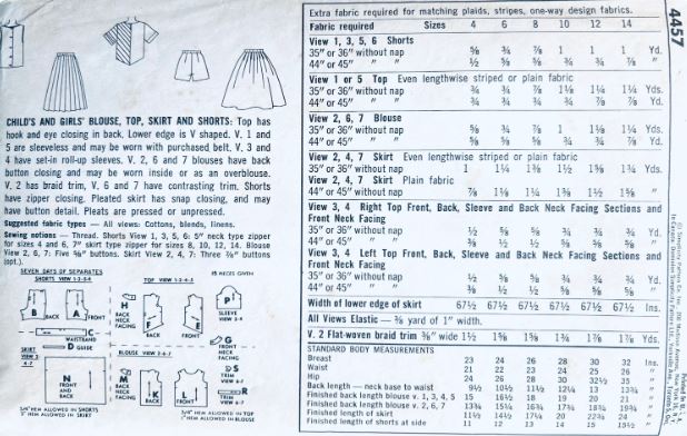Girls 7 Day Wardrobe Summer Clothes Pattern Pleated Skirt Tops Tweens Vintage Sewing Pattern Simplicity 4457 10