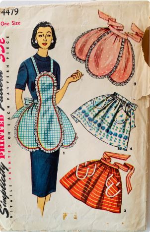 50s Pinafore Pinny Full or Half Hostess Apron Vintage Sewing Pattern Simplicity 4479 One Size