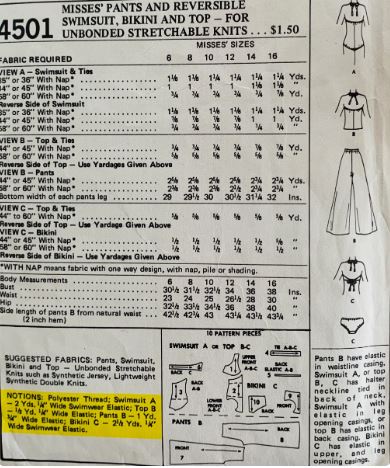 70s One Piece Swimsuit Bikini Wide Leg Elastic Waist Pants Halter Top Vintage Petite Wounded Bird Sewing Pattern McCalls 4501 B31
