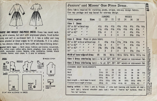 60s Button Front Fit N Flare Shirtwaist Dress Lucy Style Vintage Petite Sewing Pattern Simplicity 4519 B32