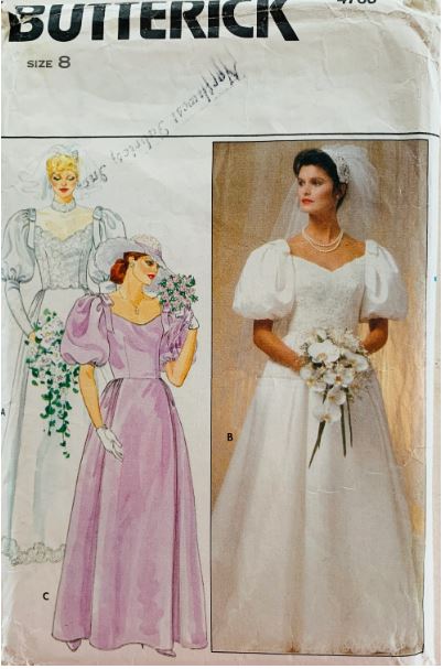 80s Sweetheart Neckline Wedding Dress Ball Gown Fit N Flare Bridal Dresses Petite Vintage Sewing Pattern Butterick 4766 B31