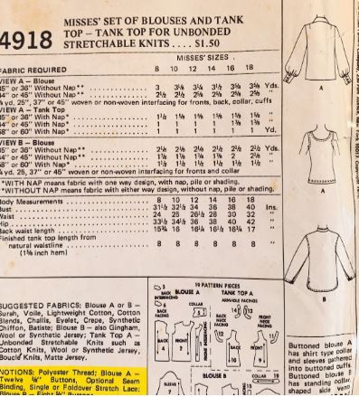 70s Marlo Thomas Button Front Blouse Tops Petite Vintage Sewing Pattern McCalls 4918 B31