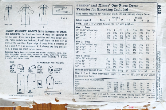 60s Smocked Dress Sleeveless Long Sleeve Tent Trapeze Summer Dress Chicken Scratch Smocking Pattern Vintage Sewing Pattern Simplicity 5435 B33