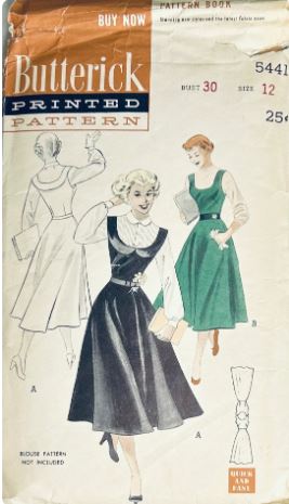 50s Sleeveless Easy Sleeveless Jumper Dress Fit N Flare Petite Vintage Sewing Pattern Butterick 5441 B30