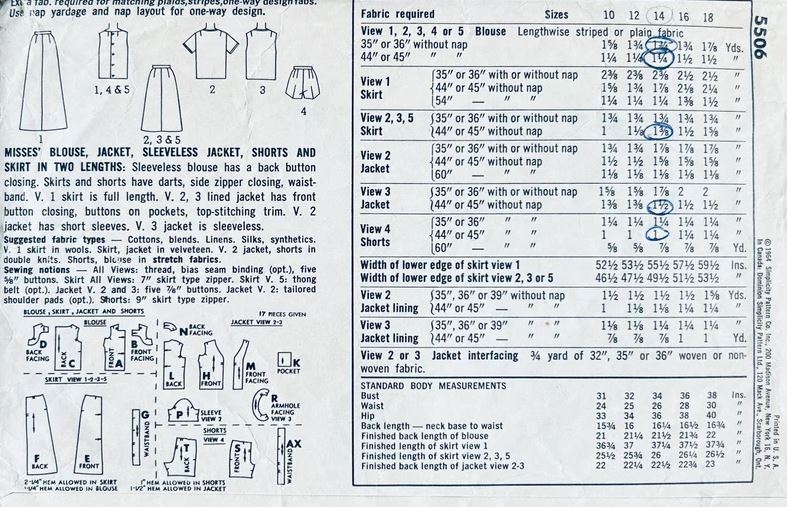 60s Womens Separates A Line Maxi Skirt Cardigan Vest Shorts Jacket Sleeveless Top Blouse Vintage Sewing Pattern Simplicity 5506 B34