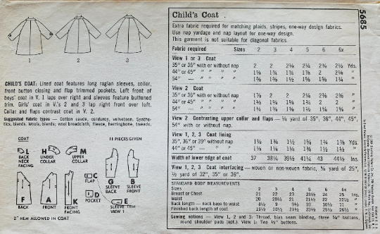 60s Button Front Swing Trapeze Coat Toddler Kids Sewing Pattern Simplicity 5685 Size 2