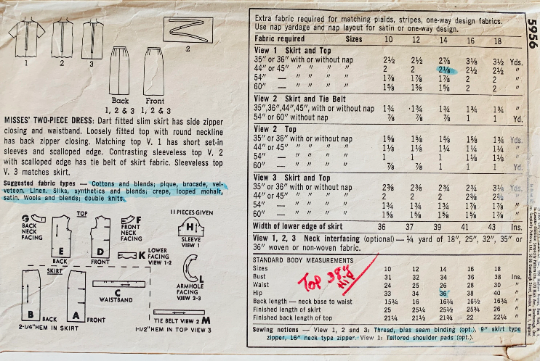 60s Two Piece Womens Summer Suit Sleeveless or Short Sleeve Scalloped Hem Straight Skirt Sewing Pattern Simplicity 5956 B34