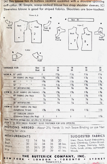 50s Bateau Neck Sleeveless Fitted Rockabilly Tie Shoulder Blouse Top Petite Sewing Pattern Butterick 5972 B32