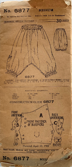1910s Edwardian Bloomers Womens Underwear Drawers Lingerie Antique Sewing Pattern Pictorial Review 6877 Medium
