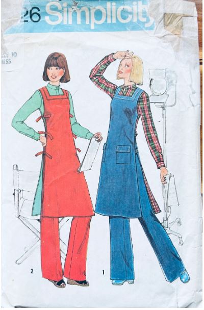 70s Long Tunic Top Mandarin Collar Blouse Straight Leg Pant Suit Pantsuit Pants Easy Petite Vintage Sewing Pattern Simplicity 7426 B32