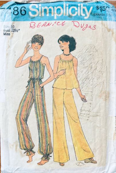 70s Harem Pants Summer Tent Top Flared Pants Petite Vintage Sewing Pattern Simplicity 7486 B32