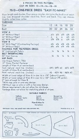 50s Fit N Flare Ball Gown Cocktail Dress Prom Bridesmaid Formal Wedding Bridal Dresses Wounded Bird Sewing Pattern Vogue 7512 B34