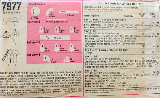 Kids Cute Hat Pattern Beret Easter Hats Vintage Sewing Pattern Simplicity 7977