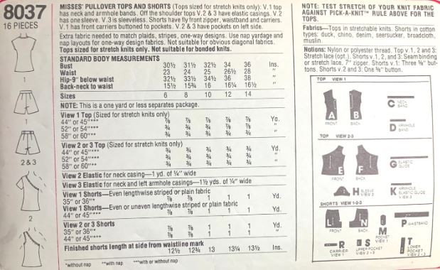70s Misses Fly Front Shorts w/ Pockets Knit One Shoulder Top Short Sleeves One Yard Separates Vintage Sewing Pattern Simplicity 8037 B36