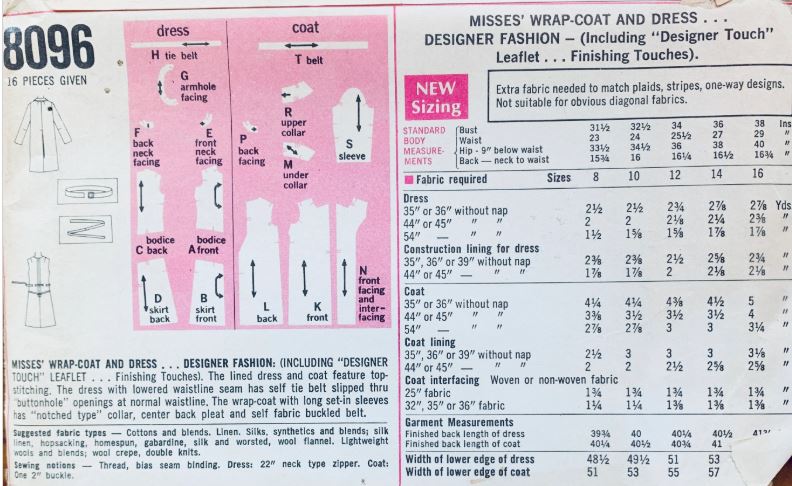 60s Wrap Trench Spy Coat A Line Sleeve Dress Trenchcoat Vintage Petite Sewing Pattern Simplicity 8096 B32