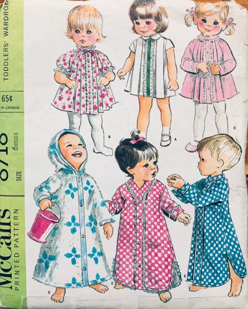 Baby Hooded Robe Bathrobe Infant Dress Long Nightgown Vintage Sewing Pattern McCalls 8718 6 months