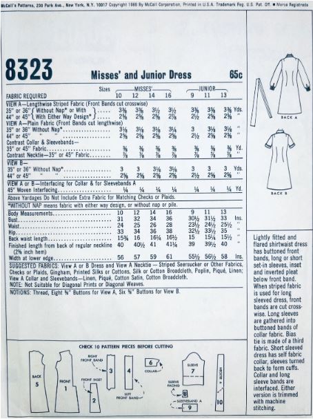 60s A Line Pleat Front Shirtwaist Dress w/ Placket Vintage Juniors Petite Sewing Pattern McCalls 8323 B30