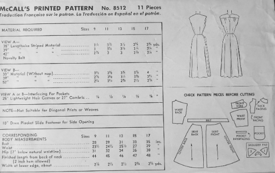 50s Keyhole Neckline Cap Sleeve Day Dress HUGE Pockets Petite Vintage Sewing Pattern McCalls 8512 B31