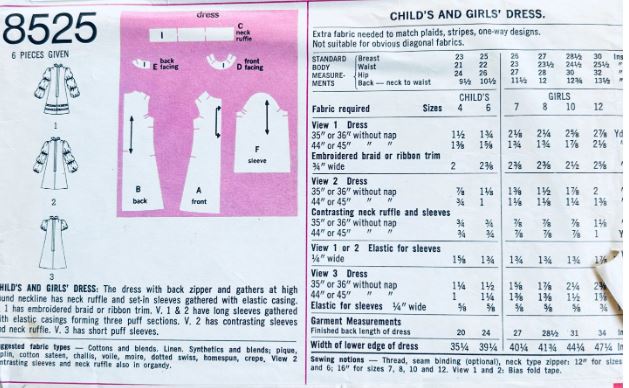 Girls Ren Inspired A Line Dress w/ AMAZING Sleeves Petite Vintage Sewing Pattern Simplicity 8525 B30